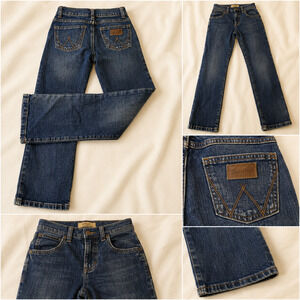 Wrangler Girls 11 Slim straight leg jeans, dark wash stretch western denim